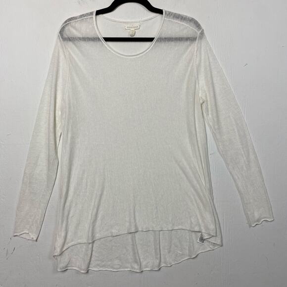 Eileen Fisher White Organic Linen Blend Long Sleeve Top Size Small - Picture 1 of 6